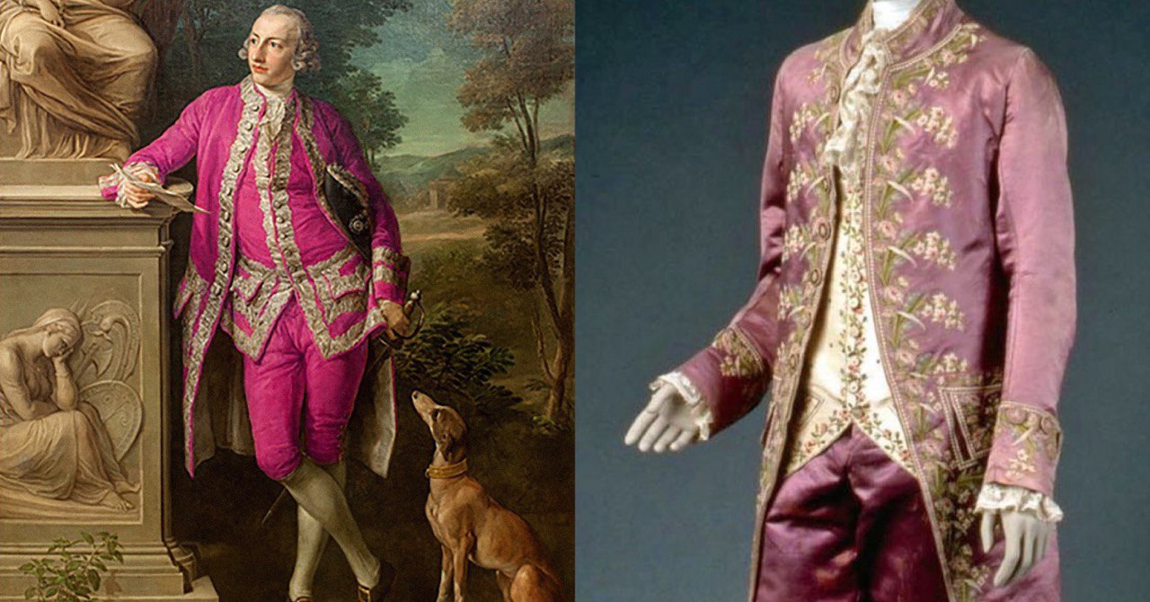 Также для мужских костюмов той эпохи было характерно обилие вышивки, а дополняли это великолепие рюши и жабо